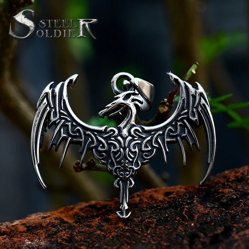 SS8-436TP Steel Soldier Bird Pendant Stainless Steel Phoenix Pendant Animal Necklace Fashion Jewelry Necklaces Gift