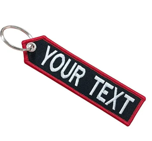 Promotional Gifts Customized Black Embroidery Logo Flight Keychain Key Tag