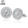 New Arrive 925 Silver High Quality White Gold Cz Stone Hip Hop Men Earrings Cubic Zirconia Gemstone Iced Out Stud Earrings