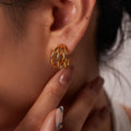 Fashion Jewelry 316l Stainless Steel Pvd Gold Plated Triplet Hoop Earrings For Women