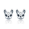 Fashion 925 Sterling Silver Loyal Partners French Bulldog Dog Animal Small Stud Earrings for Women Oorbellen Jewelry SCE283