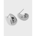 S925 Sterling Silver Designer Statement Earrings 18K Gold Versatile Geometric Nutmeg Oval Glossy Texture Stud Earrings Women