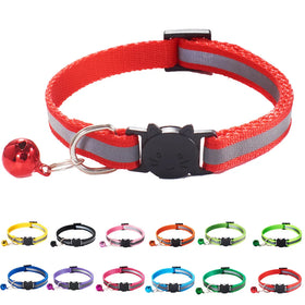 Wholesale Adjustable Reflective Nylon Cat Dog Collar with Bell Multi-Colors Breakaway & Sustainable Features Direct Manufacturer