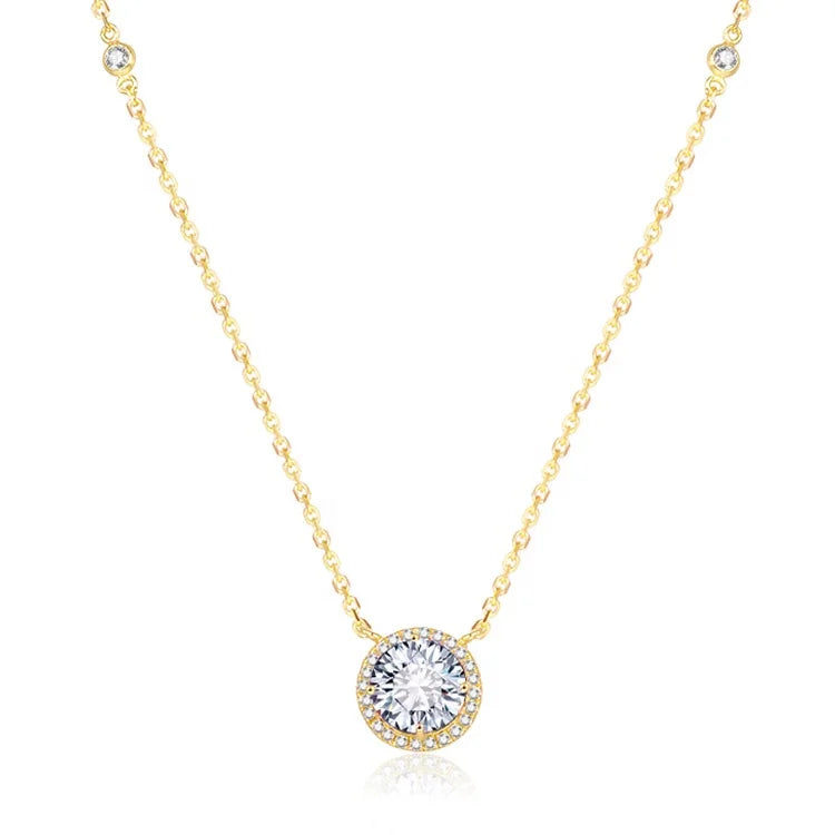 POLIVA Women's Fashion Gold Plated Necklace Dainty Cubic Zirconia 925 Sterling Silver Chains for Gifts