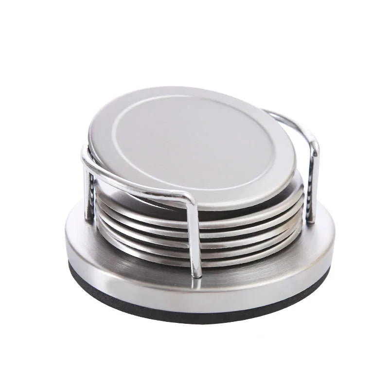 Customized Logo Blank Cup Mat Holder Round Shape 6pack Beer Coffee Stainless Steel Cup Coaster