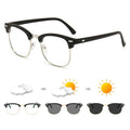 Classic Half Frame Photochromic Polarized Sunglasses New Arrival Gold PC Frame with UV400 Anti-Blue Light Lenses for Women Men