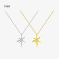 FUAMAY Irregular Star Charm Necklace Collier 18K Gold Plated 925 Sterling Silver Morning Star Necklace for Valentine's Day Gift