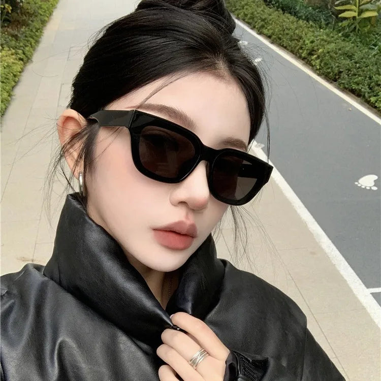 ShanHai Square narrow frame sunglasses for women personalized concave shaped sunglasses decorated with UV protection