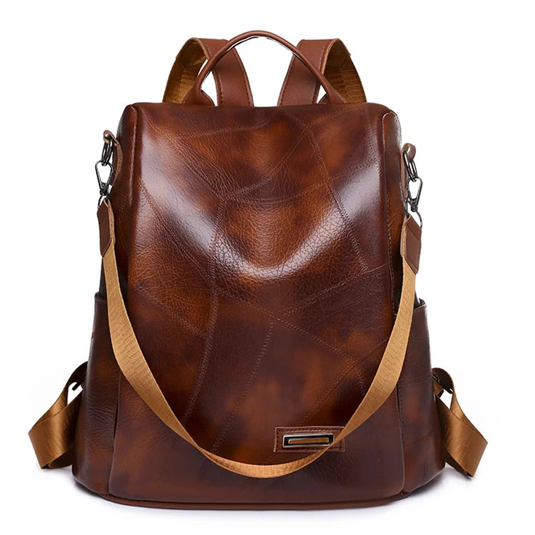 Fashionable Outdoor School Private Label Brown Leather Back Pack for Women