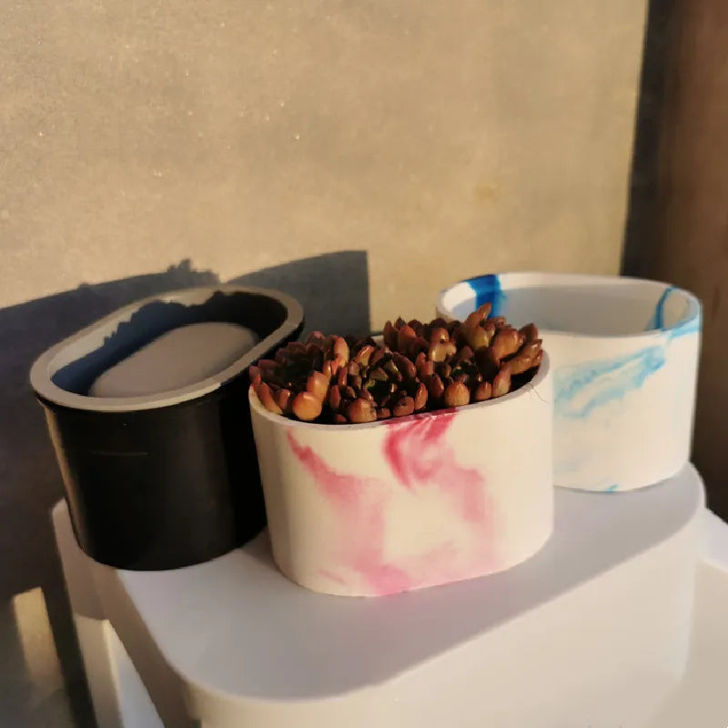 Early Riser Best Sellers Oval Concrete Flower Pots Planters Silicone Mold Ashtray Home Decor Cement Mouldings Without Lid