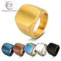 Top Quality Man Customized Punk Jewelry Fashion 18K Gold Plated Stainless Steel Wedding Ring Gift