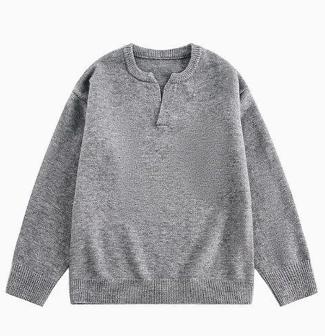 Autumn and Winter New Soft Cotton Sweater Men's Long Sleeve Vintage Retro Thickened Jacquard Loose Knitted