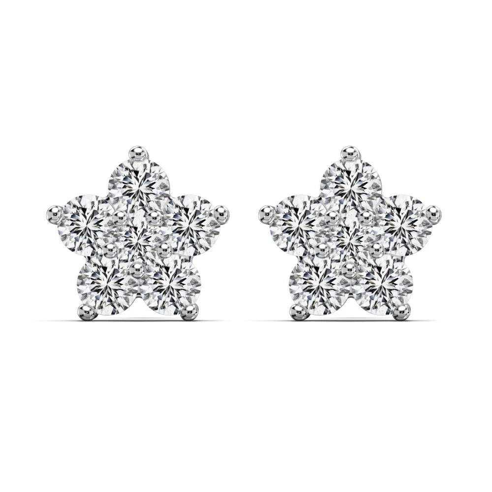 Dylam New Year 2024 Christmas Xmas Festival Collection Sterling Silver Diamond 5A Zirconia Flower Shape Stud Earrings for Women