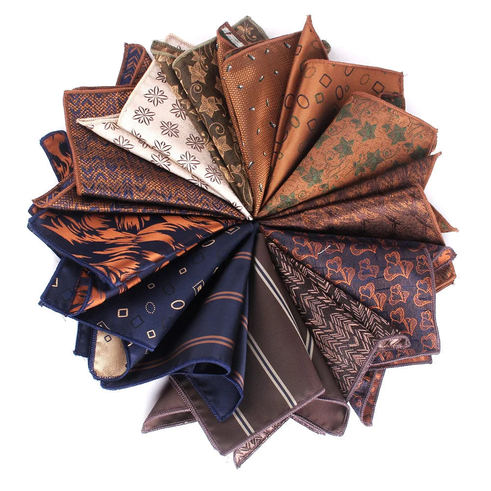 Men's Casual Pocket Square Fashion Maillard Pattern 1200 Needle Wedding Handkerchief Accessories