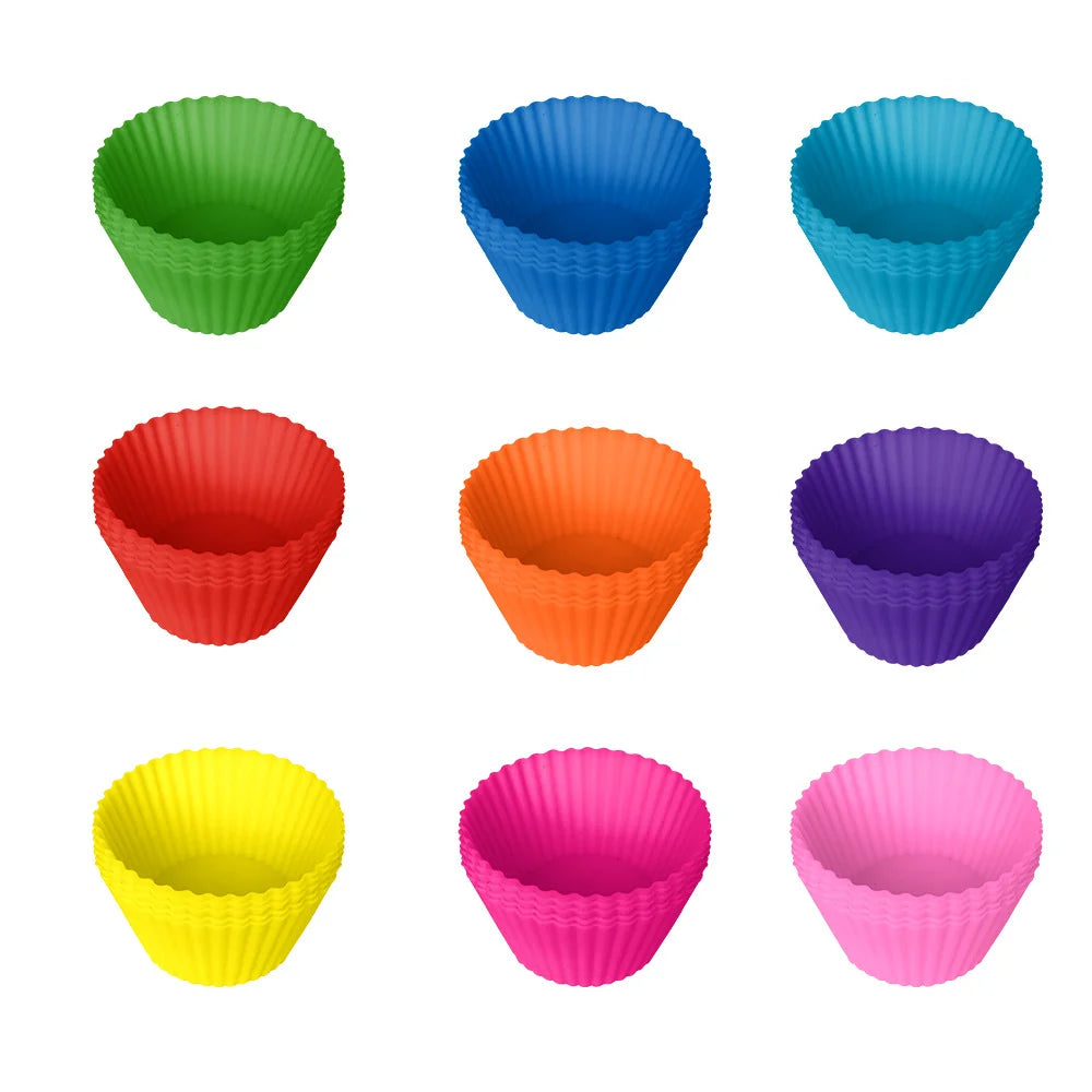 Silicone Round Eco-Friendly Heat Resistant Reusable Cake Cup Baking Molds Multi-Color Chocolate Home Kitchen Tool LK Brand