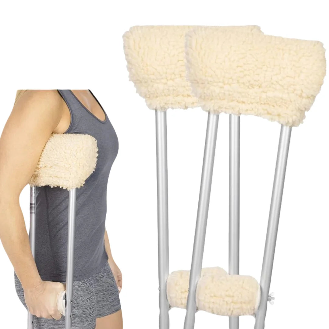 Sample Support Sheepskin Crutch Pads & Hand Grips Non-slip Comfortable Breathable Machine Washable Crutch Cover