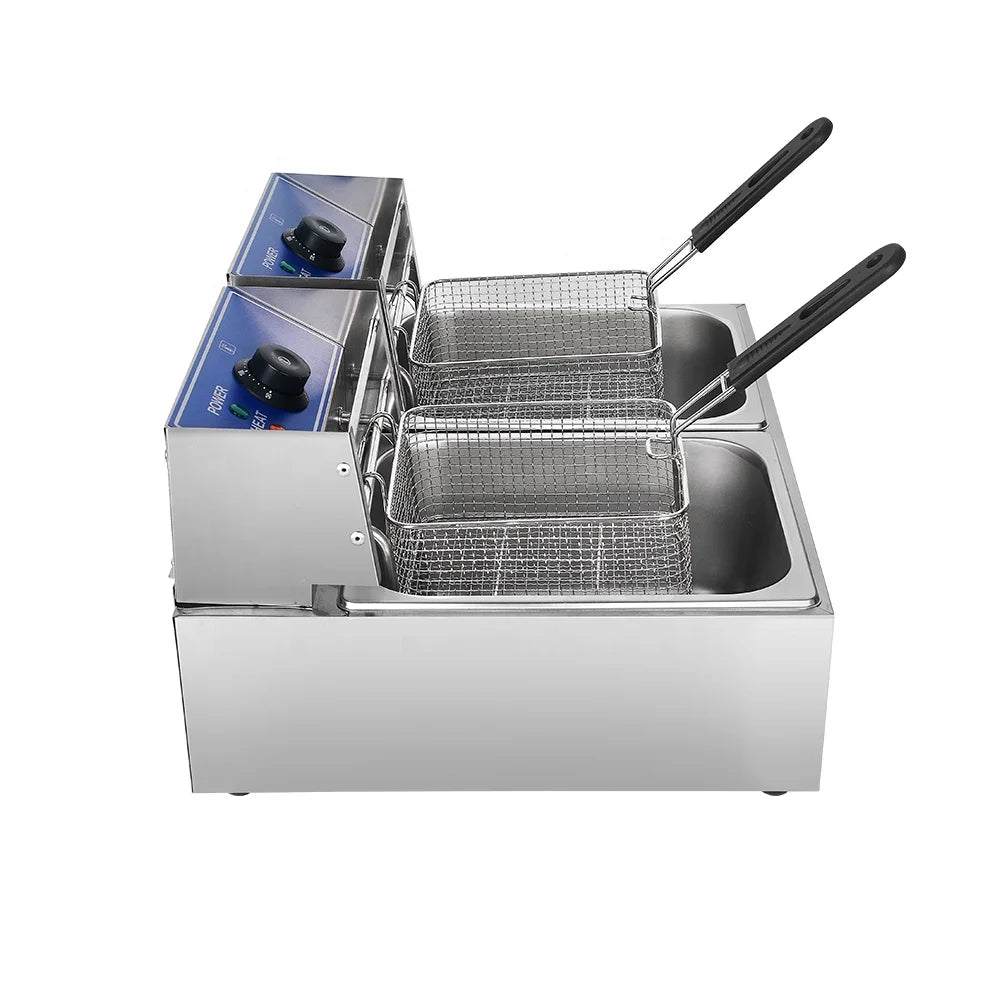 Commercial Double tank Electric Deep Fryer 5000W Commercial Fryer Electric Potato Chips Frying Machine