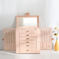 5 Layer Leather Jewelry Storage Box with Drawers Big Jewelry Organizer Case for Necklace Ring Earring Watch
