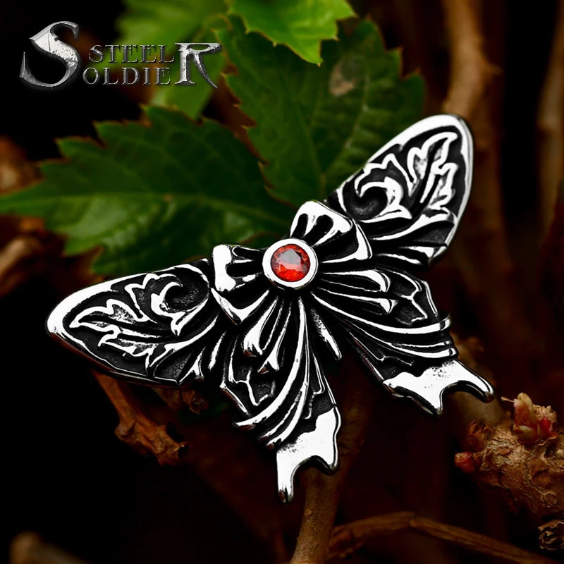 DZDZ028P New Tendency Stainless Steel Bowknot Pendant for Girl Butterfly Women's Pendant With Zircon Stone Fashion Jewelry