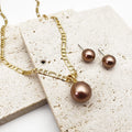 Wholesale Fashion Hawaiian Gold Plated Jewelry Simple Design Colorful Shell Pearl Necklace Earrings Set for Women Gift