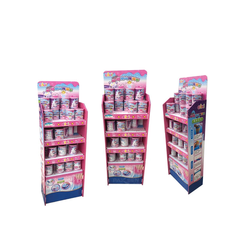Paksen Custom Retail Display Rack Eco-Friendly Foldable Cardboard for POP Floor Stand with Printed Design PDQ Cardboard Shelf