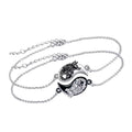 Couple Jewelry 925 Sterling Silver Yin Yang Wolf Wolf Couple Chain Bracelet Set for Couple