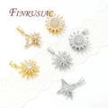 18K Gold Plated Crystal Zircon Charms Fashionable DIY Jewelry Making Supplies-Star/Flowers Pendants Accessories