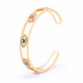 QIKU Fashion  Eye Copper Zircon Open Bangle Women Accessory Crystal Gold Plated Bracelet Couple Jewelry Gift Wholesale Price