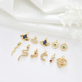 Gold Plated Zircon Crystal Cubic Zirconia Devil's Eye Love Shape Snake Necklace Pendant