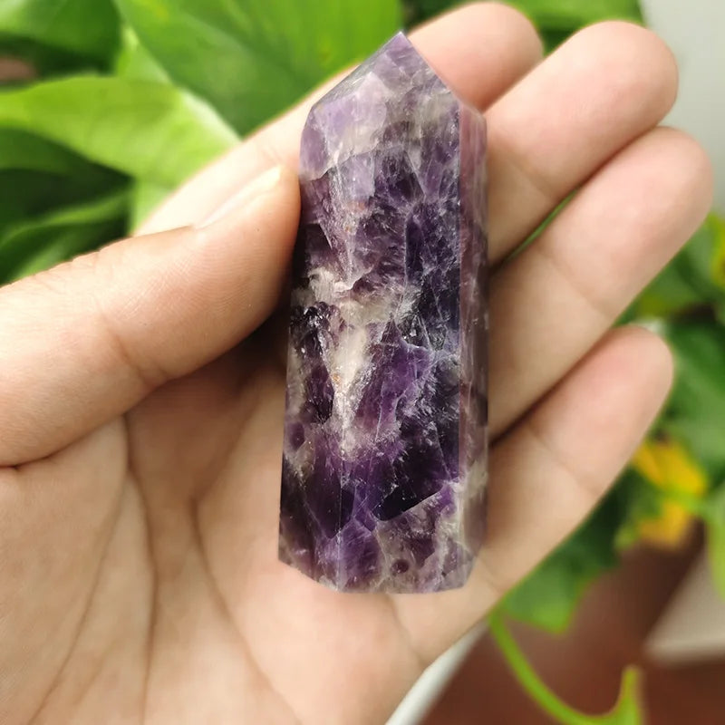 8CM Natural High Quality Gemstones Polished Crystal Chevron Dream Amethyst Point Wand for Decoration