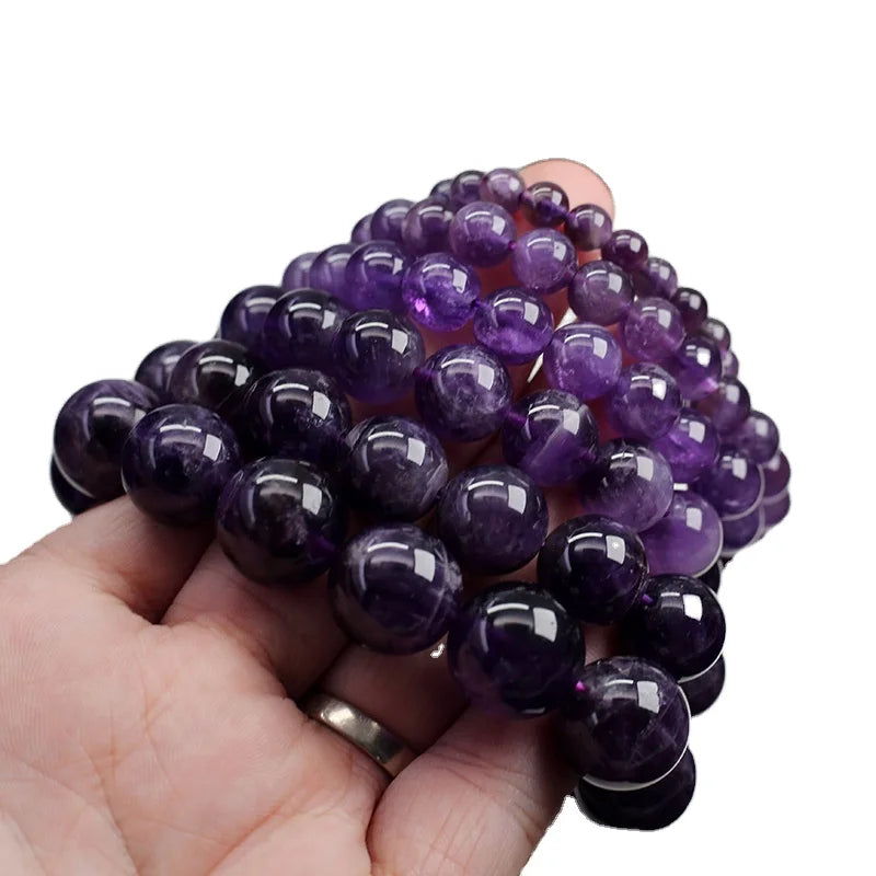 G1469 Hot Selling Jewelry 6/8/10/12/14MM Stone Brazil Dream Amethyst Bead Bracelet