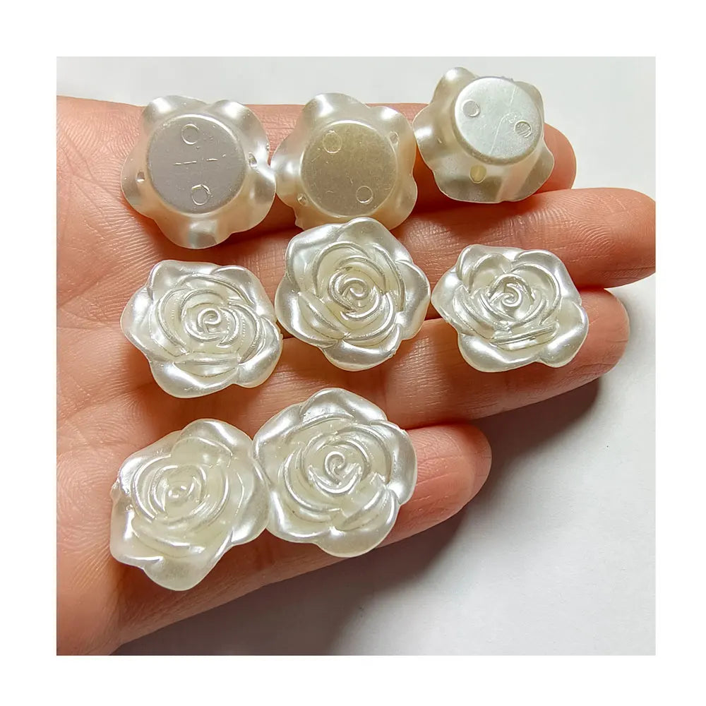 ABS White Pearl Flower Rose Acrylic Beads for Jewelry Making Necklace Diy Earrings Supplies Handmade Pendant Accessories
