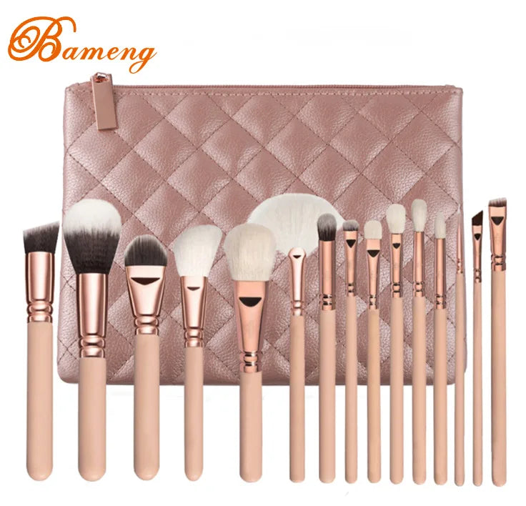 Popular Air Make up Brush Organizer Case Custom Pink Make up Brush Set With Bag