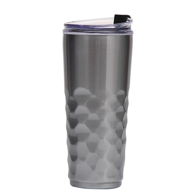 Logo Custom 30oz Stainless Steel Silver Car Mug With Lid and Diamond Pattern Tumbler Water Bottle Double Walled 304 Vacuum Cup