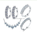 GRA  Diamond 925 Sterling Silver Gold 0.5 1 Ct Luxury Ring Necklace Earrings Women Wedding Engagement Moissanite Jewelry Set