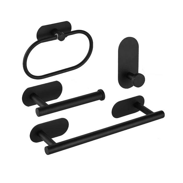 4 PCS Pack Bathroom Hooks Adhesive Stainless Steel Towel Ring Toilet Paper Holders Hand Towel Bar Set