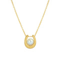 Simple Stainless Steel 18K Gold Plated U Shaped Pearl Pendant Necklace Titanium Steel Shell Pearl in Horseshoe Charm Necklace
