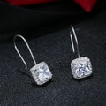 REETI 925 Sterling Silver Cubic Zirconia Square Wedding Dangle Earrings for Women Fashion Jewelry