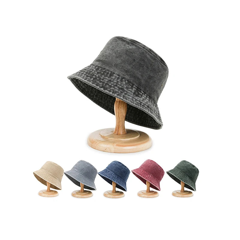 2023 Custom Printed and Embroidered Bucket Hat Unisex High Quality Washed Denim Frayed Fisherman Hat