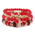 YL Fashionable Versatile Bohemian Ethnic Style Simple Four-layer Glass Beaded Tassel Elegant Women's Glazed Bracelet Bangle