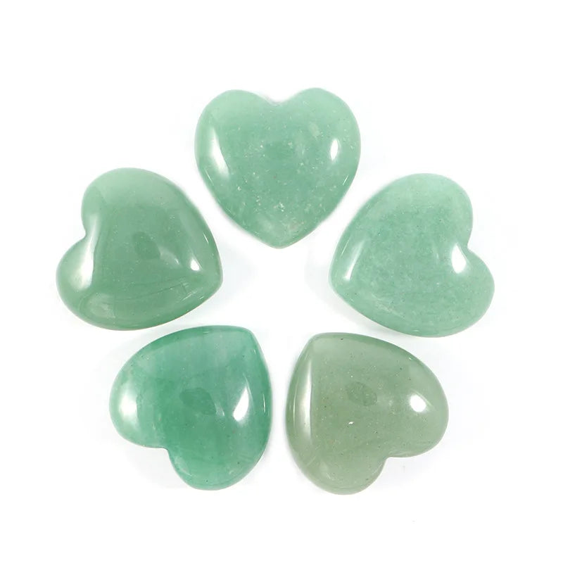 DIY New Arrival Green Aventurine Crystal Heart Gemstone Love Heart-Shaped Stone Crystal Hearts for Gifts
