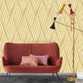 Beige and Gold Wallpaper 3D Wave Strip Design Home Wallpaper Factory Best Sell 3D Modern Hotel Geometric Waterproof