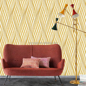 Beige and Gold Wallpaper 3D Wave Strip Design Home Wallpaper Factory Best Sell 3D Modern Hotel Geometric Waterproof