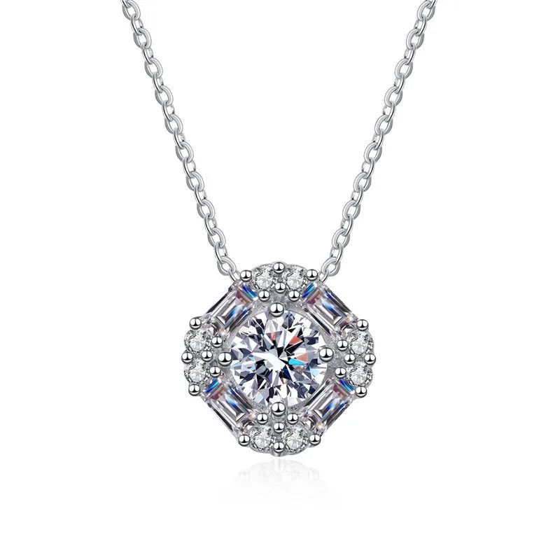 Fine 925 Sterling Silver Necklace 18K Gold Plated Luxury Fashion Moissanite Pendant Wedding Party Jewelry Gift for Women