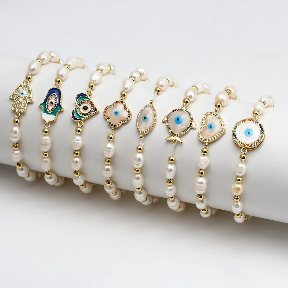DS 2022 New Copper Bead Oil Dripping Eye Pearl Bracelet for Women Evil Eye Popular  Popular Chain Bracelet