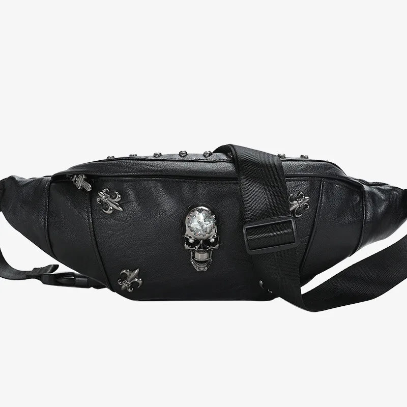 2024 New Casual Street Mobile Phone Outdoor Cycling  Leather Small Chest Crossbody Fanny Pack Waist Bag for Mens Women