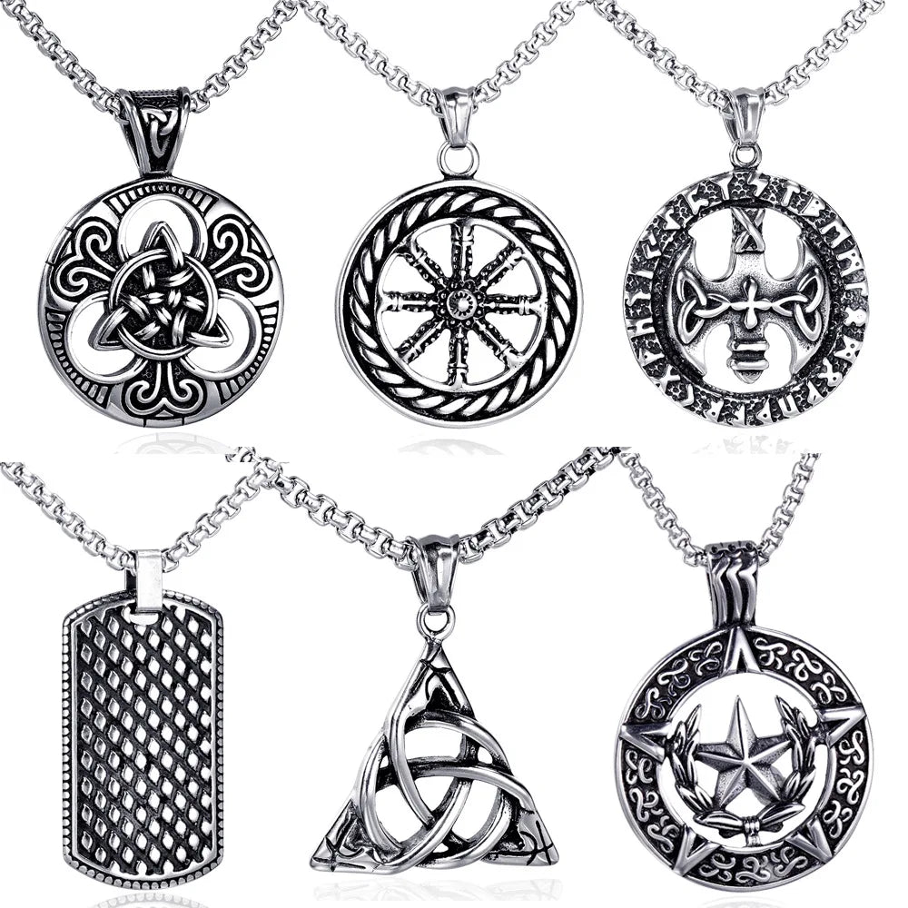 Hot Sale Gothic Gold Silver Stainless Steel Mens Jewelry Viking Celtic Knot Pendant Necklace for Men