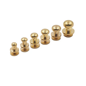 10pcs Solid Brass Head Stud 5-10mm Spot Screwback Nail Rivet Nipple Buckle for Leather Craft Bag Belt Inch Metric Measurement