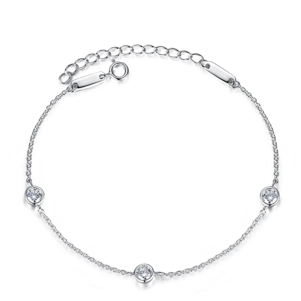 OAHLAN Fashion Jewelry 925 Sterling Silver Chain Cubic Zirconia Adjustable Bracelets for Women Girls Personalized Birthday Gift