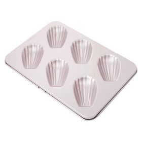 CHEFMADE WK9029 Carbon Steel Bakeware 6-Cavity Non-Stick Oval Shell Madeline Mold Cake Pan for Oven Baking